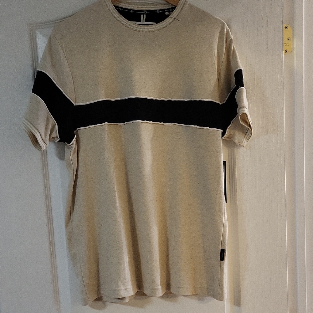 Casual Beige and Black Men's Tee